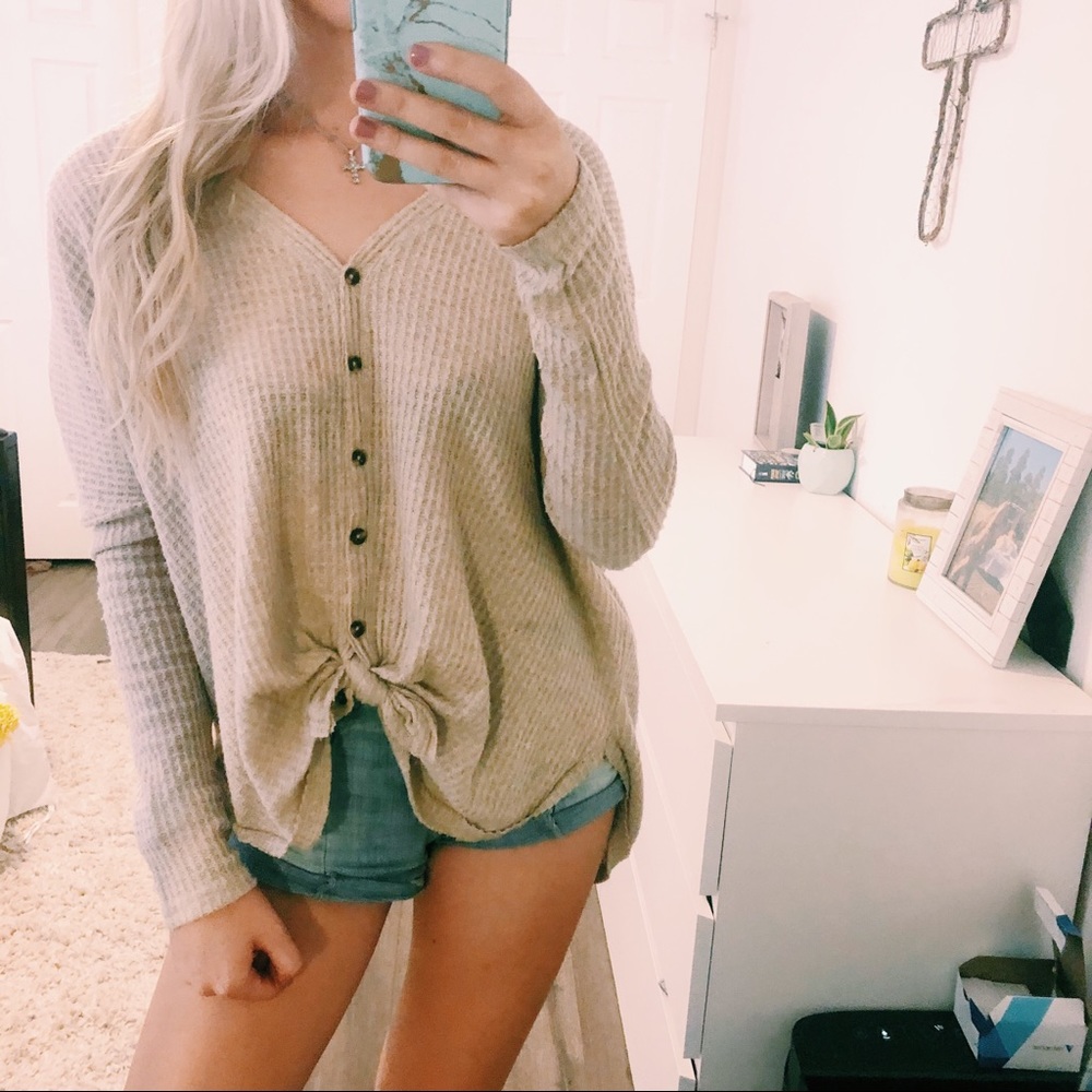 Urban Outfitters Cream Long Sleeve Top
